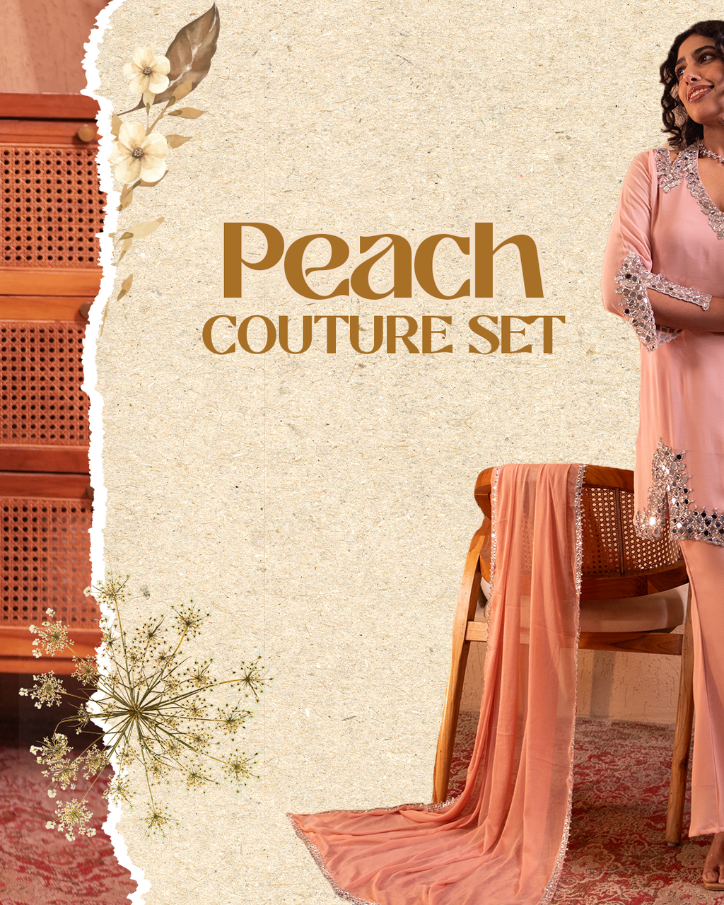 Peach Co-ordset Mohinoor