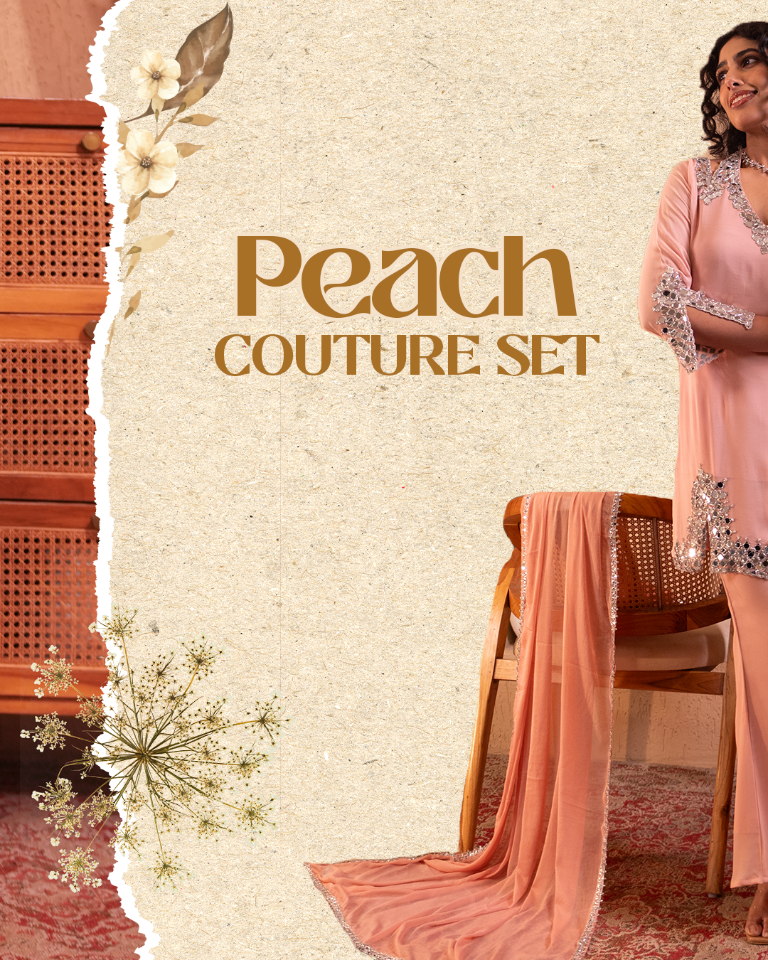 Peach Co-ordset Mohinoor