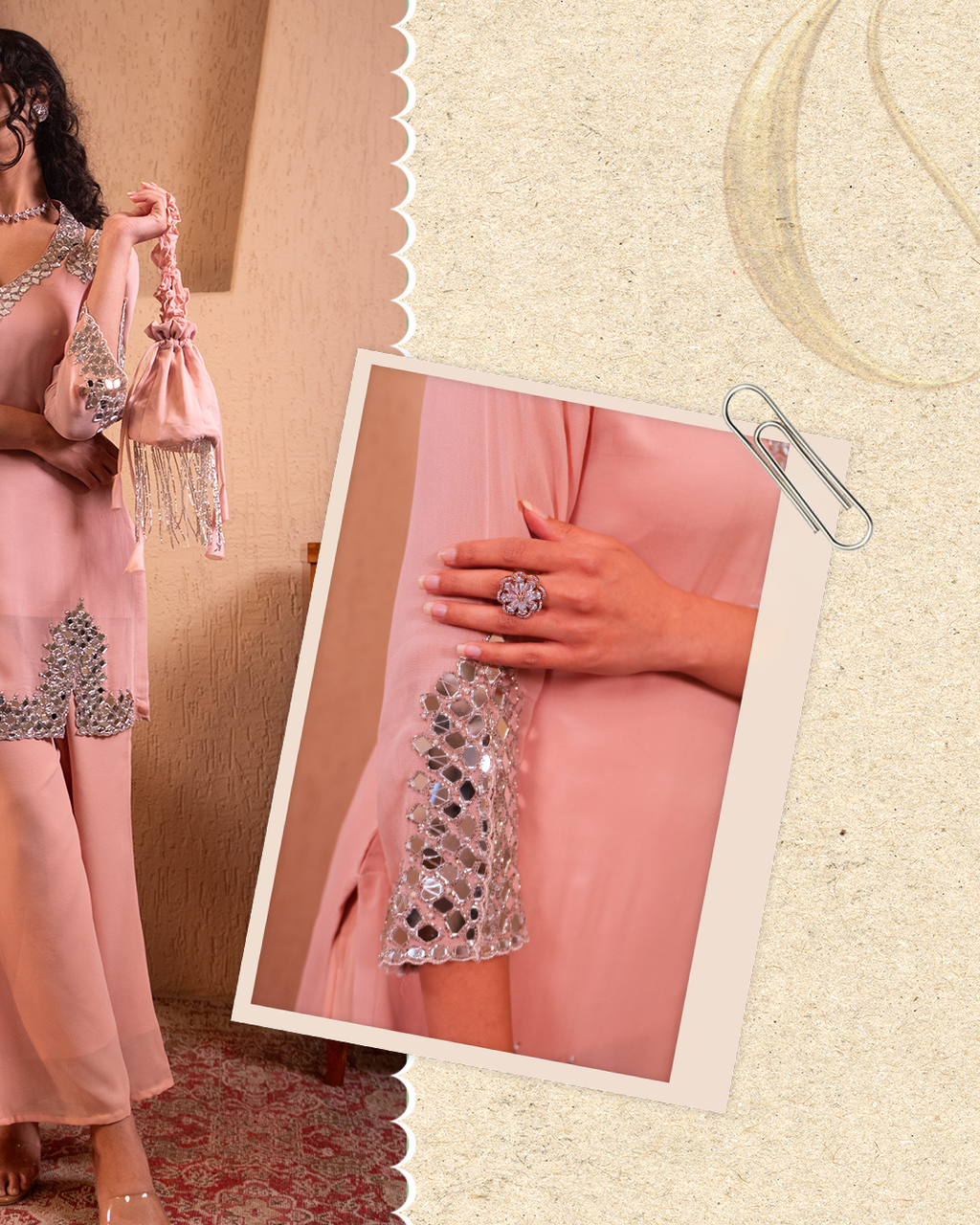 Peach Co-ordset Mohinoor