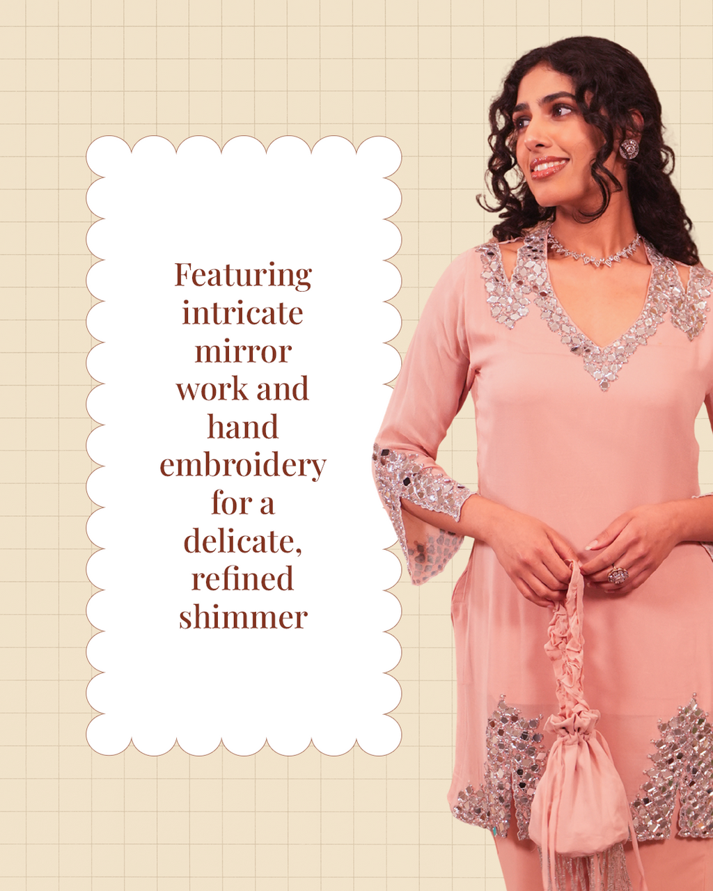 Peach Co-ordset Mohinoor
