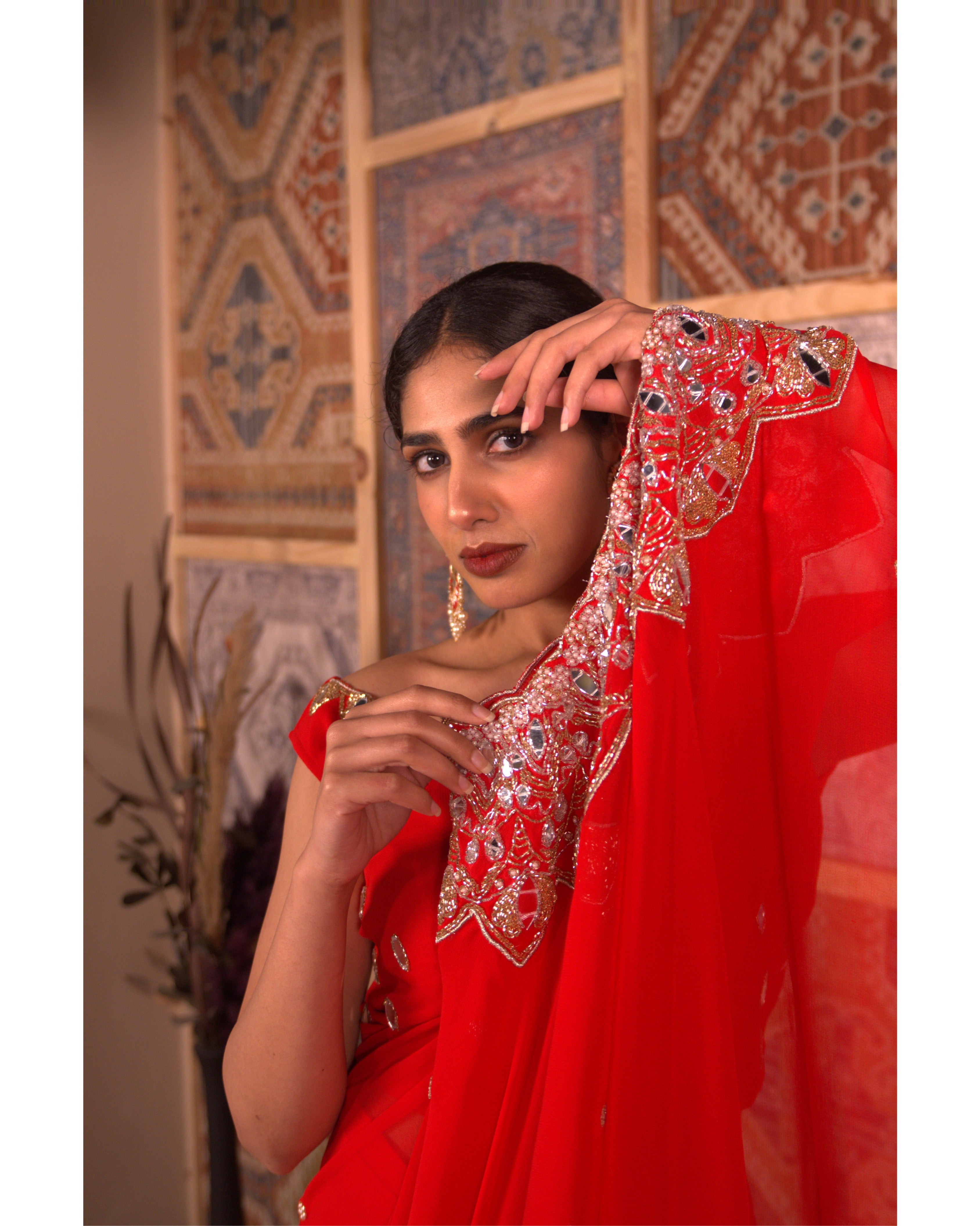 Roohani - Our favourite Red pre-drapped Sari