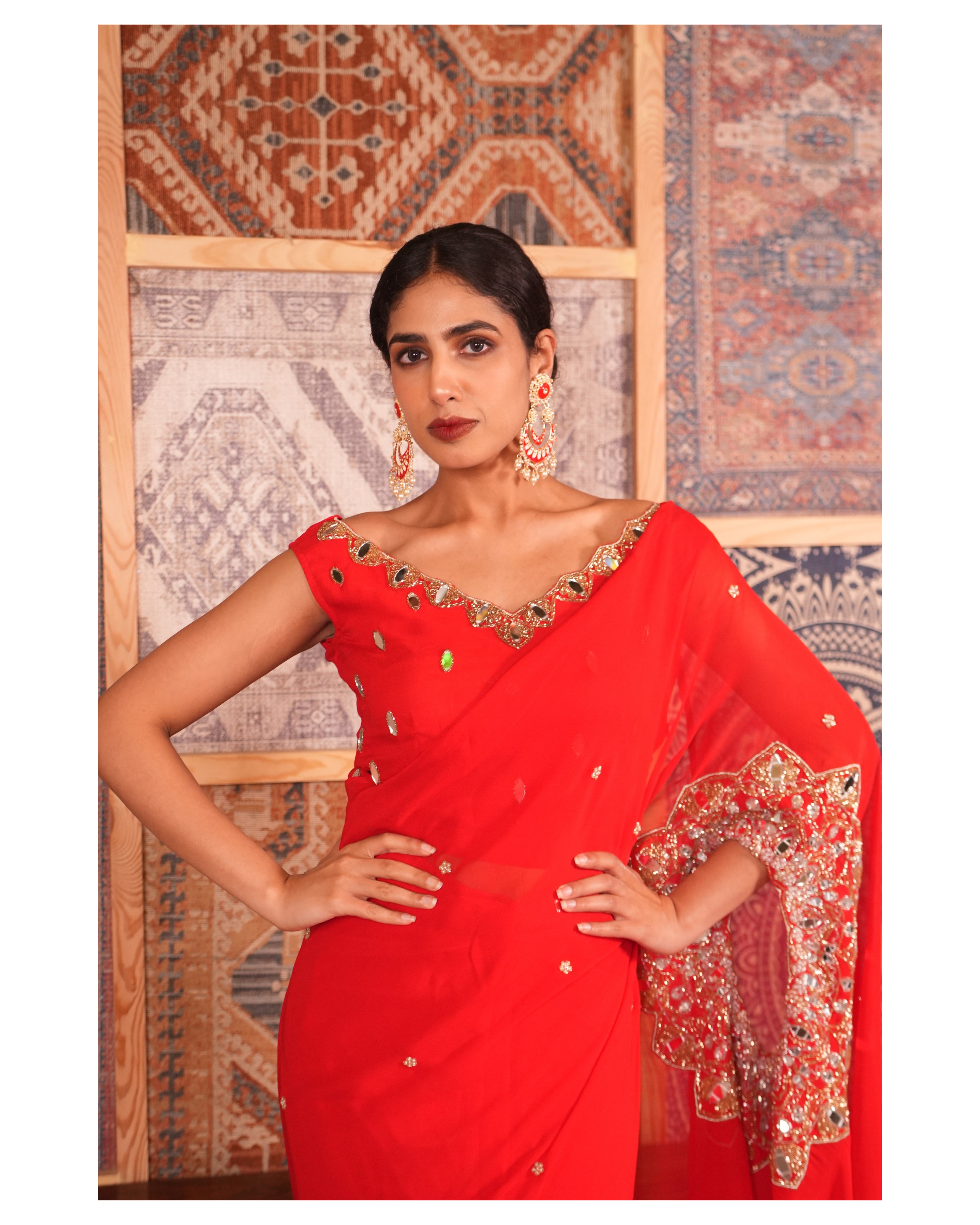Roohani - Our favourite Red pre-drapped Sari
