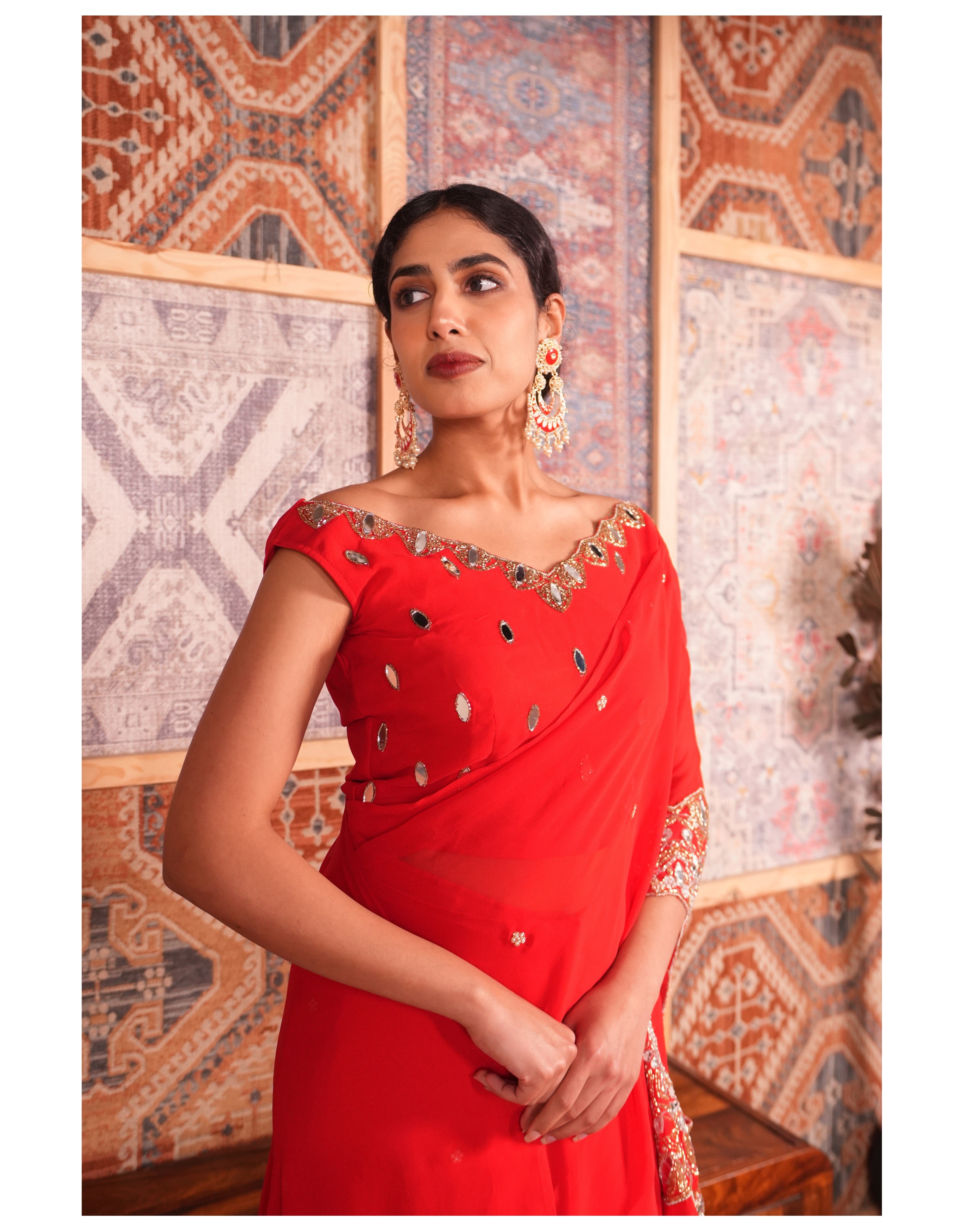 Roohani - Our favourite Red pre-drapped Sari